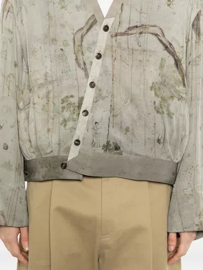 Ziggy Chen Printed Silk Jacket In Gray