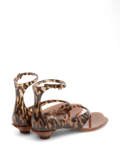 Chloé Brown Jelly Sandal With Animal Print And Flat Sandal In Brown