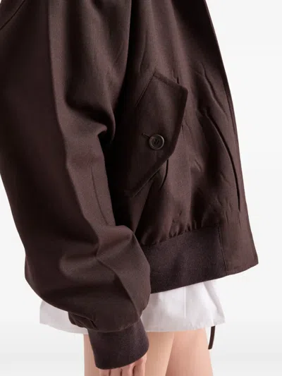 Prada Hooded Rush-stitch Jacket In Brown