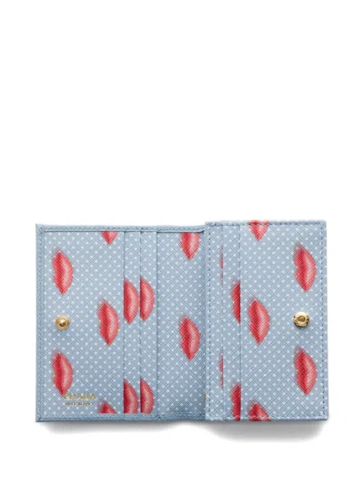 Prada Small Saffiano Leather Wallet In Blue