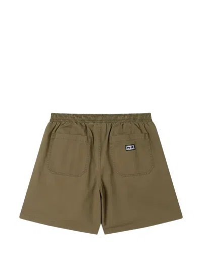 Obey Logo-patch Elasticated Shorts In Green