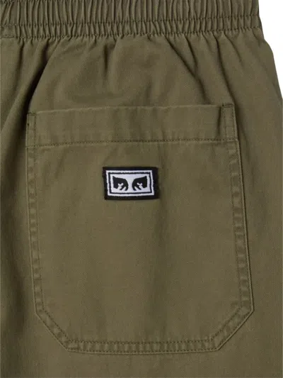 Obey Logo-patch Elasticated Shorts In Green