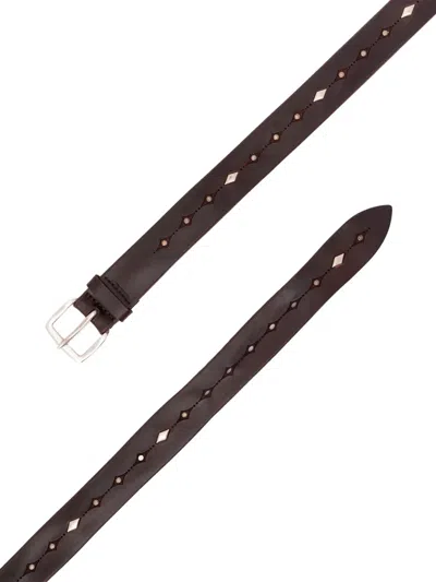 Orciani Engraved Leather Belt In Red