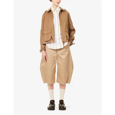 Moncler Womens Open Beige Adenium Hooded Shell-panelled Jacket In Brown