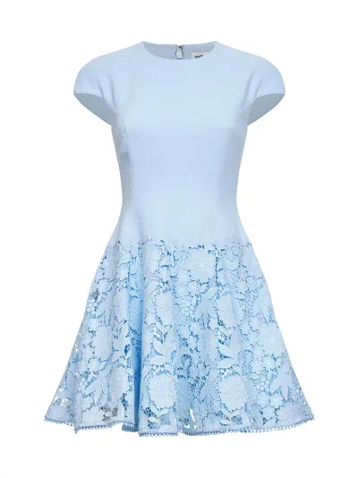 Self-portrait Womens Self Portrait Cap-sleeve Crepe And Lace Mini Dress In Blue