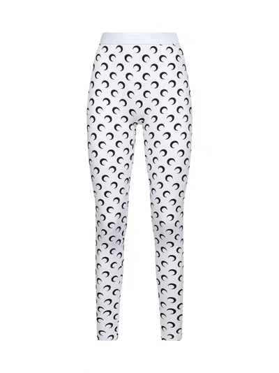Marine Serre Crescent Moon Lycra Leggings With All-over Logo In White