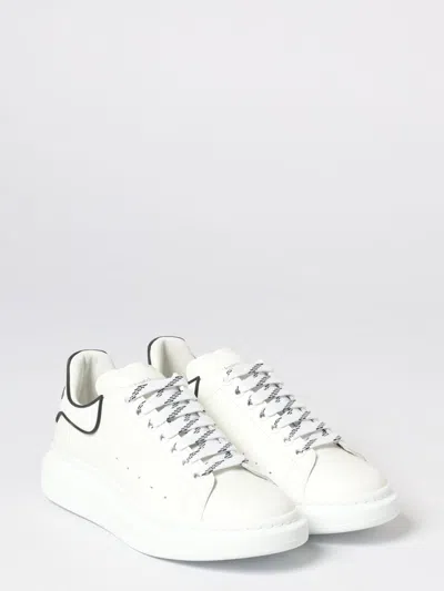 Alexander Mcqueen Chunky Leather Sneakers Featuring Perforated Profiles In White