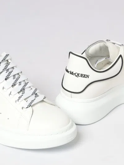 Alexander Mcqueen Chunky Leather Sneakers Featuring Perforated Profiles In White