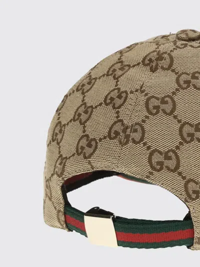 Gucci Women Beige Baseball Hat With Curved Brim And All-over Gg Motif In Fabric Woman In Brown