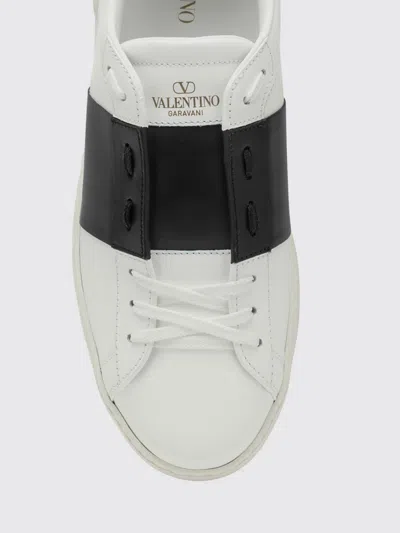 Valentino Blue Calf Leather Bos Taurus Low Top Sneakers In White