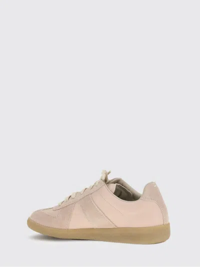 Maison Margiela 'replica' Pink Low Top Sneakers With Suede Details And Logo On The Tongue In Leather Woman In Beige