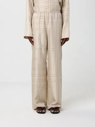 Totême Monogram Silk Straight-leg Ankle Pajama Pants In Brown