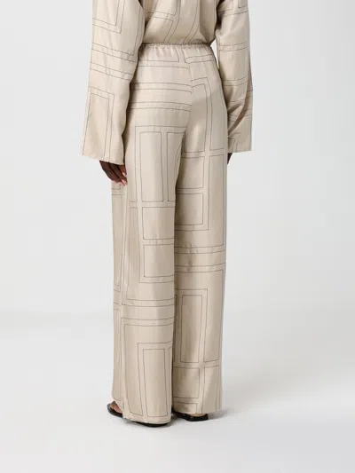 Totême Monogram Silk Straight-leg Ankle Pajama Pants In Brown