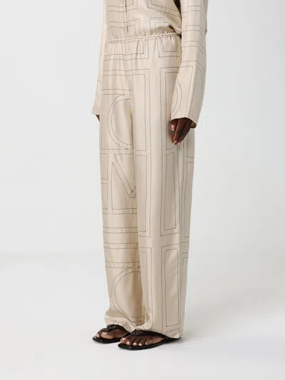 Totême Monogram Silk Straight-leg Ankle Pajama Pants In Brown