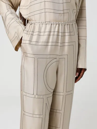 Totême Monogram Silk Straight-leg Ankle Pajama Pants In Brown