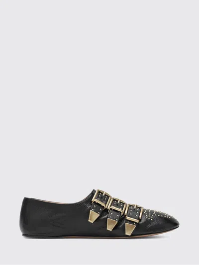 Chloé Susanna Buckle-details Studded Flat Pumps In Black