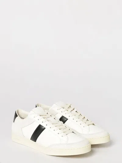 Tom Ford Panelled Suede And Grained Leather Sneakers In White