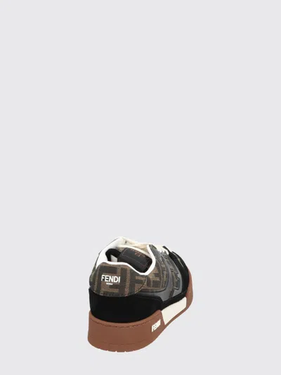 Fendi Match Sneaker In Black Fabric And Suede Women In Brown