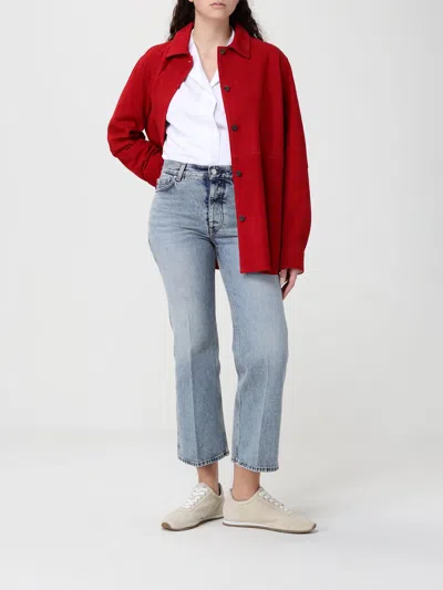 Totême Womens Poppy Soft Long-sleeves Suede Overshirt In Red