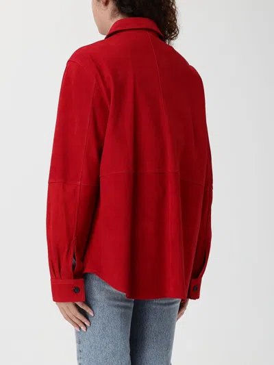 Totême Womens Poppy Soft Long-sleeves Suede Overshirt In Red