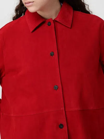 Totême Womens Poppy Soft Long-sleeves Suede Overshirt In Red