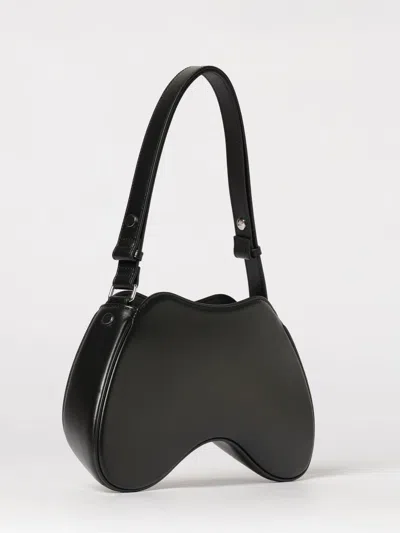 Diesel Play-semi Gloss Leather Shoulder Bag In Black