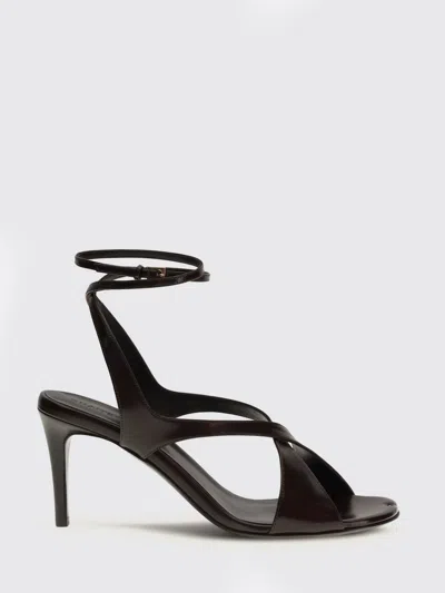 Khaite Liria Leather Crisscross Wrap Ankle-strap Sandals In Brown