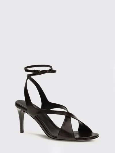 Khaite Liria Leather Crisscross Wrap Ankle-strap Sandals In Brown