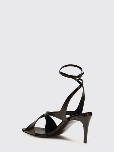 Khaite Liria Leather Crisscross Wrap Ankle-strap Sandals In Brown