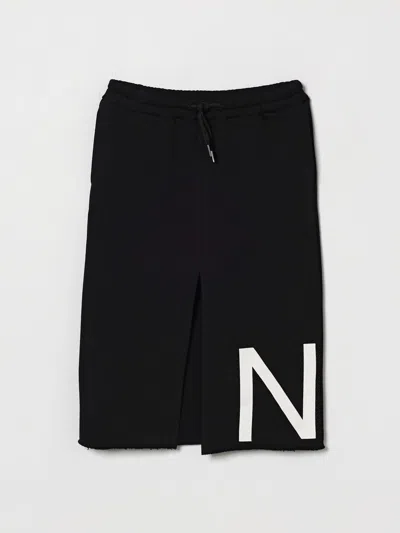 N°21 Drawstring Raw-edge Skirt In Black