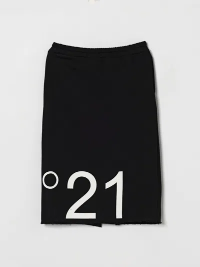 N°21 Drawstring Raw-edge Skirt In Black