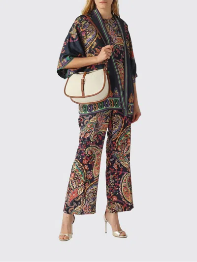 Etro Pony Medium Shoulder Bag Gold Hardware Top Handle In Neutral