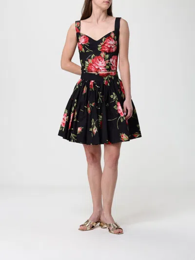 Dolce & Gabbana Black Mini Skirt With Floral Print Dolce E Gabbana