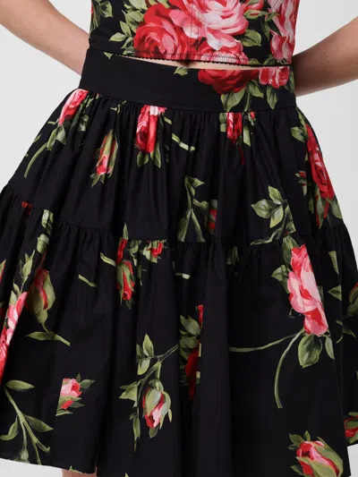 Dolce & Gabbana Black Mini Skirt With Floral Print Dolce E Gabbana