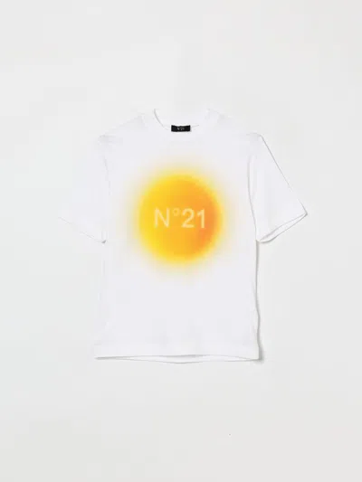 N°21 N21 Kids Logo Printed Crewneck T-shirt In White