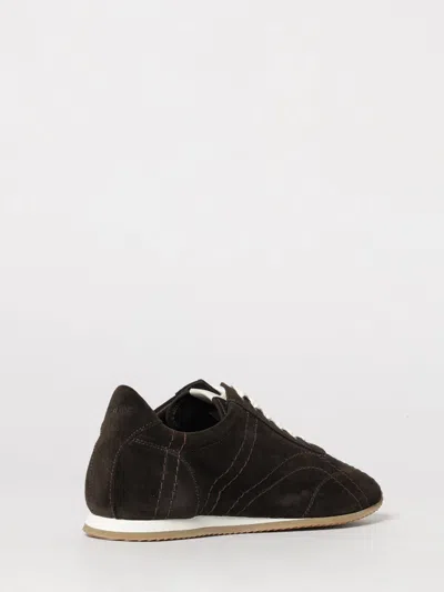 Totême Leather Sneakers Contrast Stitching Low Top Rubber In Black