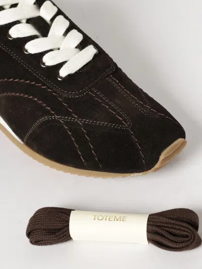 Totême Leather Sneakers Contrast Stitching Low Top Rubber In Black