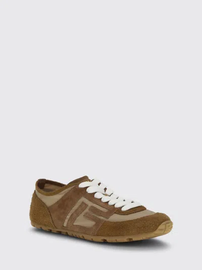 Balmain Beige Calf Leather Bos Taurus Athletic Sneakers In Brown
