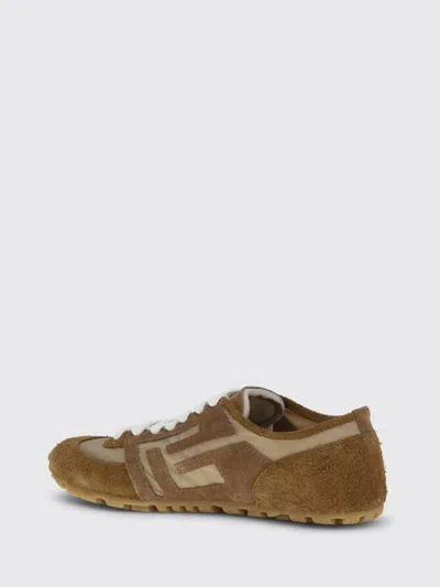 Balmain Beige Calf Leather Bos Taurus Athletic Sneakers In Brown
