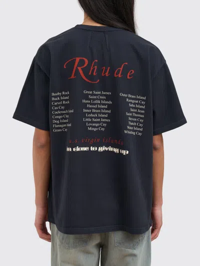 Rhude Classic Black T-shirt With Crew Neckline And Timeless Appeal In Black