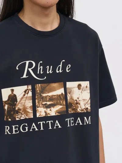Rhude Classic Black T-shirt With Crew Neckline And Timeless Appeal In Black