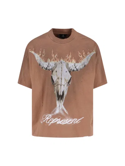 Represent Dusty Brown Jersey British Cowboys T-shirt In Brown