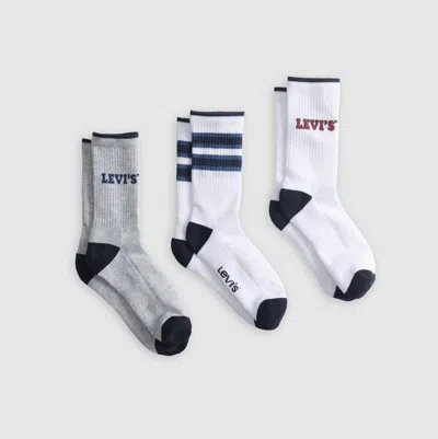 Levi's Logo Regular Cut Socks (3 Pack) In White