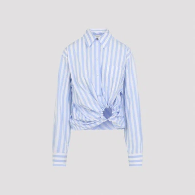 Sportmax Palmizi Striped Knotted Shirt In Blue