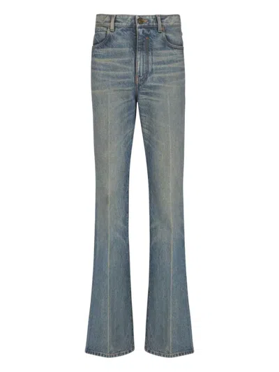 Balmain Flared Denim Trousers Straight Fit Vintage Wash In Blue