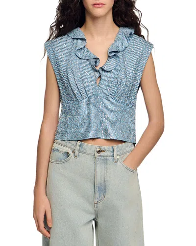 Sandro Iseo Sequin Crop Top In Pattern