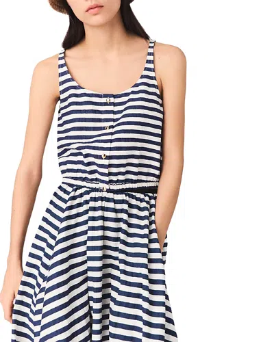 Maje Striped-pattern Button-fastening Top In Blue
