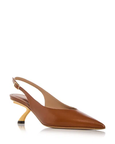 Ferragamo S-shaped Heel Slingback In Brown