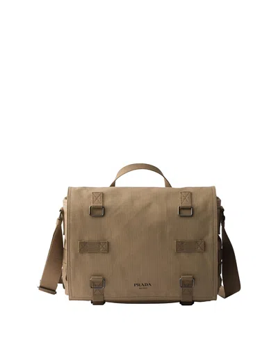 Prada Canvas Shoulder Bag Strap Top Handle In Nude