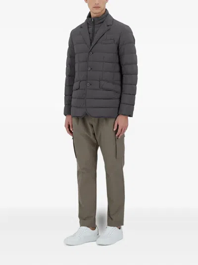 Herno Quilted Three-button Padded Jacket In Gray